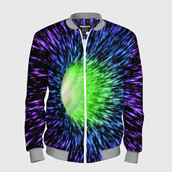Мужской бомбер Червоточина - градиентные лучи со свечением