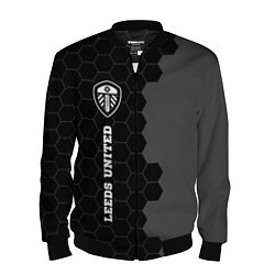 Бомбер мужской Leeds United sport на темном фоне по-вертикали, цвет: 3D-черный