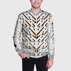 Бомбер мужской Чёрные и жёлтые полосы на белом фоне, цвет: 3D-меланж — фото 2