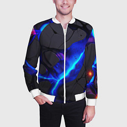 Бомбер мужской Темный синий неон из разлома плит, цвет: 3D-белый — фото 2