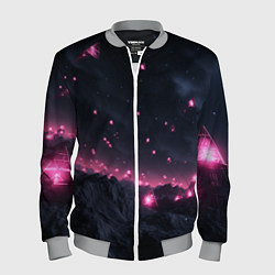 Мужской бомбер Яркие пирамидки в космосе