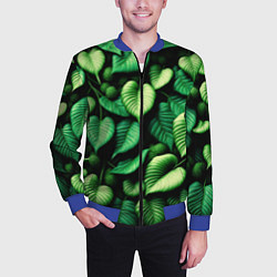 Бомбер мужской Зеленые листья и мох, цвет: 3D-синий — фото 2