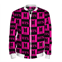 Мужской бомбер BTS pattern pink logo