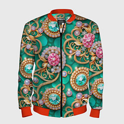 Мужской бомбер Ювелирные бирюзовые украшение с золотом и бриллиан