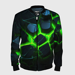 Мужской бомбер Зеленый неон и разлом плит