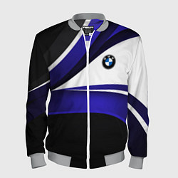 Бомбер мужской BMW Logotype - blue waves, цвет: 3D-меланж