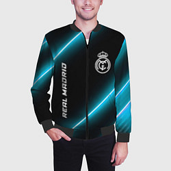 Бомбер мужской Real Madrid неоновые лампы, цвет: 3D-черный — фото 2
