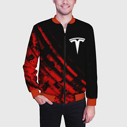 Бомбер мужской Tesla sport grunge, цвет: 3D-красный — фото 2