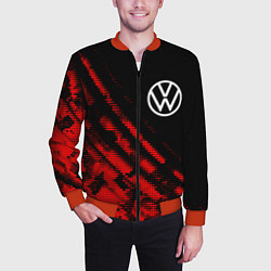 Бомбер мужской Volkswagen sport grunge, цвет: 3D-красный — фото 2