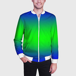 Бомбер мужской Зелёный градиент текстура, цвет: 3D-белый — фото 2