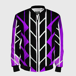 Мужской бомбер Бело-фиолетовые линии на чёрном фоне