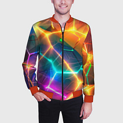 Бомбер мужской Яркий градиент в разломленных плитах с желтым свет, цвет: 3D-красный — фото 2