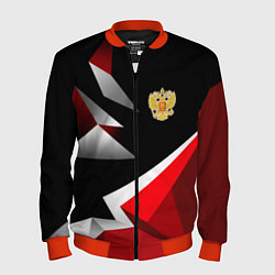 Бомбер мужской Russia uniform - красный и черный, цвет: 3D-красный
