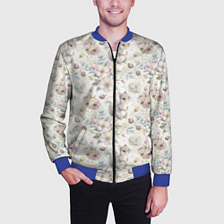 Бомбер мужской Нежная белочка в цветах, цвет: 3D-синий — фото 2