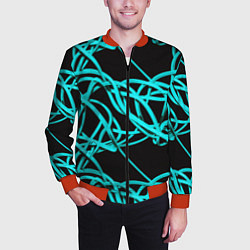 Бомбер мужской Ярко голубые линии, цвет: 3D-красный — фото 2