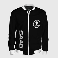 Бомбер мужской SAAB logo white, цвет: 3D-белый
