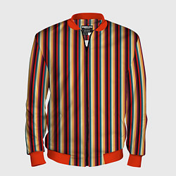 Мужской бомбер Жёлтый красный и бирюзовый в сочетании полосы