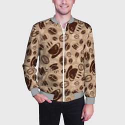 Бомбер мужской Кофейный узор, цвет: 3D-меланж — фото 2