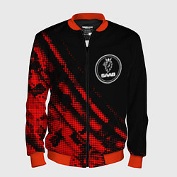 Бомбер мужской Saab sport grunge, цвет: 3D-красный