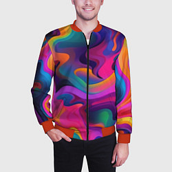 Бомбер мужской Неоновые формы, цвет: 3D-красный — фото 2
