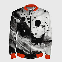 Бомбер мужской Чёрно-белая абстракция - кляксы, цвет: 3D-красный