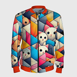 Бомбер мужской Geometric pattern with kittens - ai art, цвет: 3D-красный