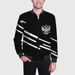 Бомбер мужской Россия геометрия спорт, цвет: 3D-черный — фото 2