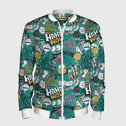 Мужской бомбер Ха-ха ничего себе - паттерн с рожицами