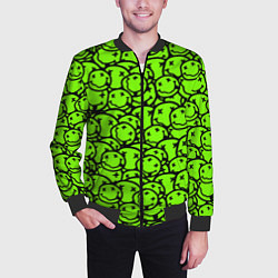 Бомбер мужской Nirvana green logo smile, цвет: 3D-черный — фото 2