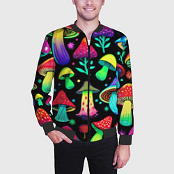 Бомбер мужской Биолюминесцентные кислотные грибы, цвет: 3D-черный — фото 2