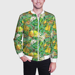 Бомбер мужской Груши и птицы, цвет: 3D-белый — фото 2