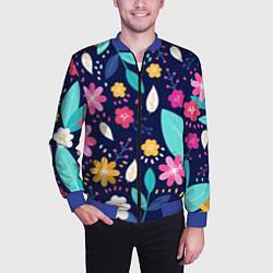 Бомбер мужской Абстракция цветочный фон, цвет: 3D-синий — фото 2