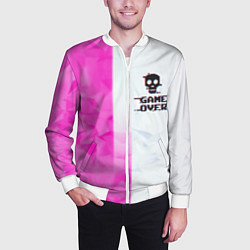 Бомбер мужской Game over pink abstraction, цвет: 3D-белый — фото 2