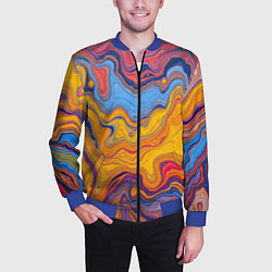 Бомбер мужской Поток разноцветной краски, цвет: 3D-синий — фото 2