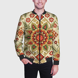 Бомбер мужской Русские классические узоры и орнамент, цвет: 3D-черный — фото 2