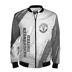 Бомбер мужской Manchester United - white gradient вертикально, цвет: 3D-черный