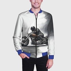 Бомбер мужской Крутой байкер скетч, цвет: 3D-синий — фото 2