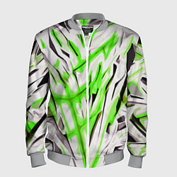 Бомбер мужской Чёрно-зелёная агрессивная абстракция на белом фоне, цвет: 3D-меланж
