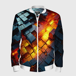 Бомбер мужской Трехмерные кубики с разрушением, цвет: 3D-белый