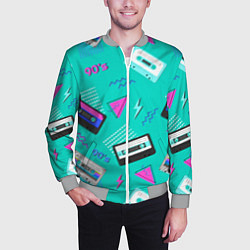 Бомбер мужской Бирюзовая кассета из 90-х, цвет: 3D-меланж — фото 2