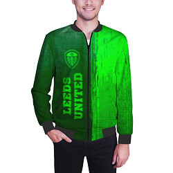 Бомбер мужской Leeds United - green gradient по-вертикали, цвет: 3D-черный — фото 2