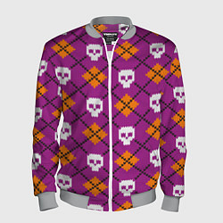 Мужской бомбер Вязаный черепной паттерн