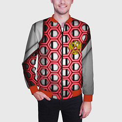 Бомбер мужской Россия герб сетка метала, цвет: 3D-красный — фото 2