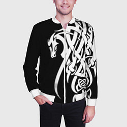 Бомбер мужской Языческий кельтский орнамент тату, цвет: 3D-белый — фото 2