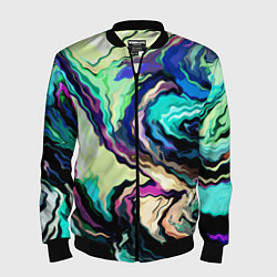 Бомбер мужской Абстракция смесь красок сине-зелёный, цвет: 3D-черный