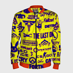 Мужской бомбер Логотипы игр на жёлтом