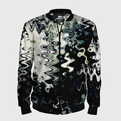 Мужской бомбер Абстракция чёрно-белый с зелёным отливом