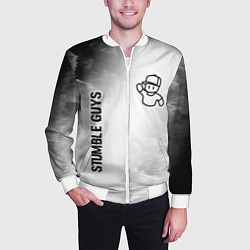 Бомбер мужской Stumble Guys glitch на светлом фоне вертикально, цвет: 3D-белый — фото 2