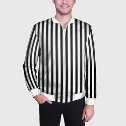 Бомбер мужской Полоски - Битлджус, цвет: 3D-белый — фото 2