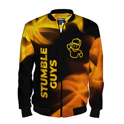 Бомбер мужской Stumble Guys - gold gradient вертикально, цвет: 3D-черный